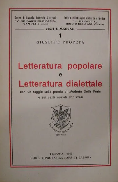 GIUSEPPE PROFETA MAESTRO DI SCIENZE ANTROPOLOGICHE E DI CULTURA ACCADEMICA